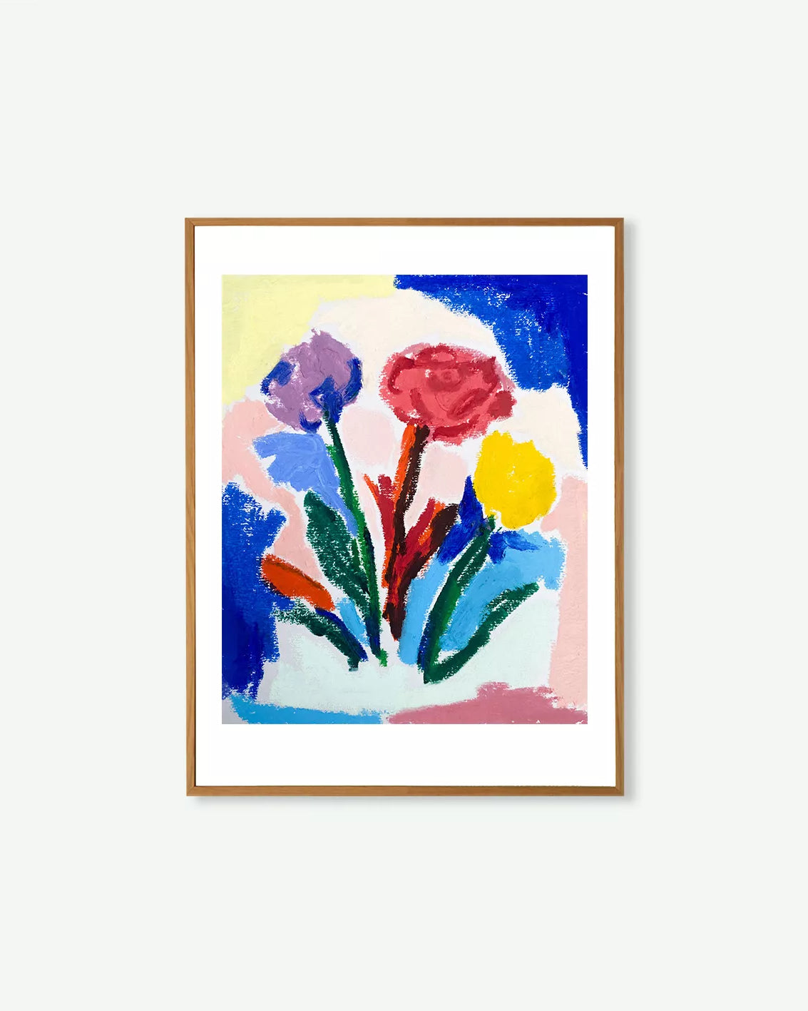 Póster "Bouquet" de Emeline Zeller con flores amarillas y lila pastel .