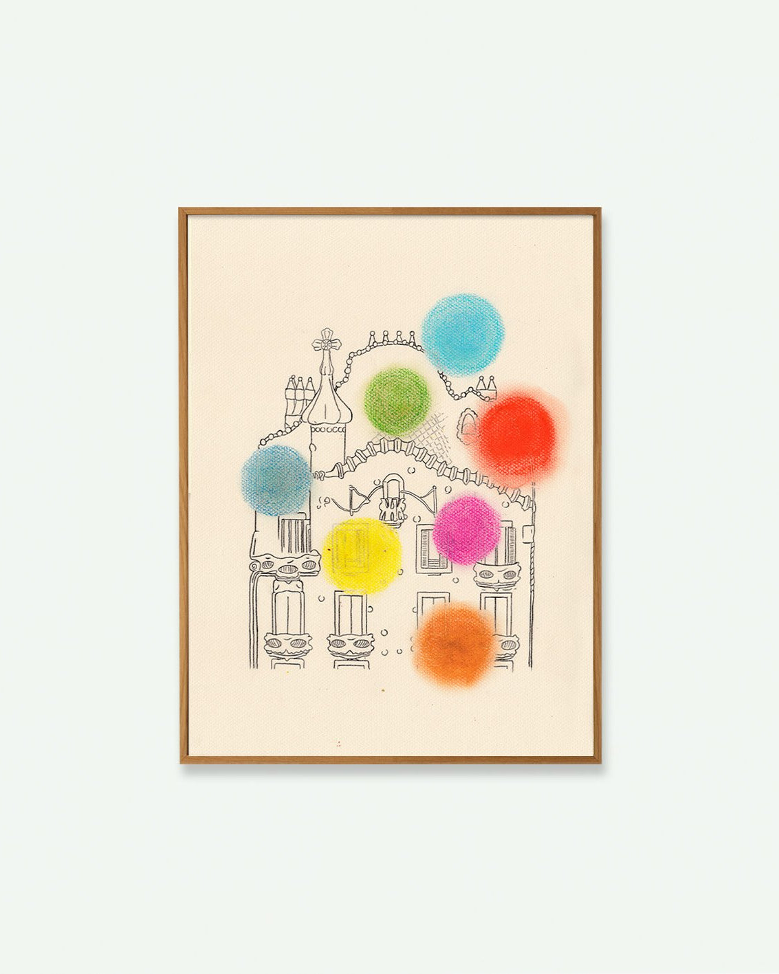 póster minimalista abstracto casa Batlló multicolor para decoración pared