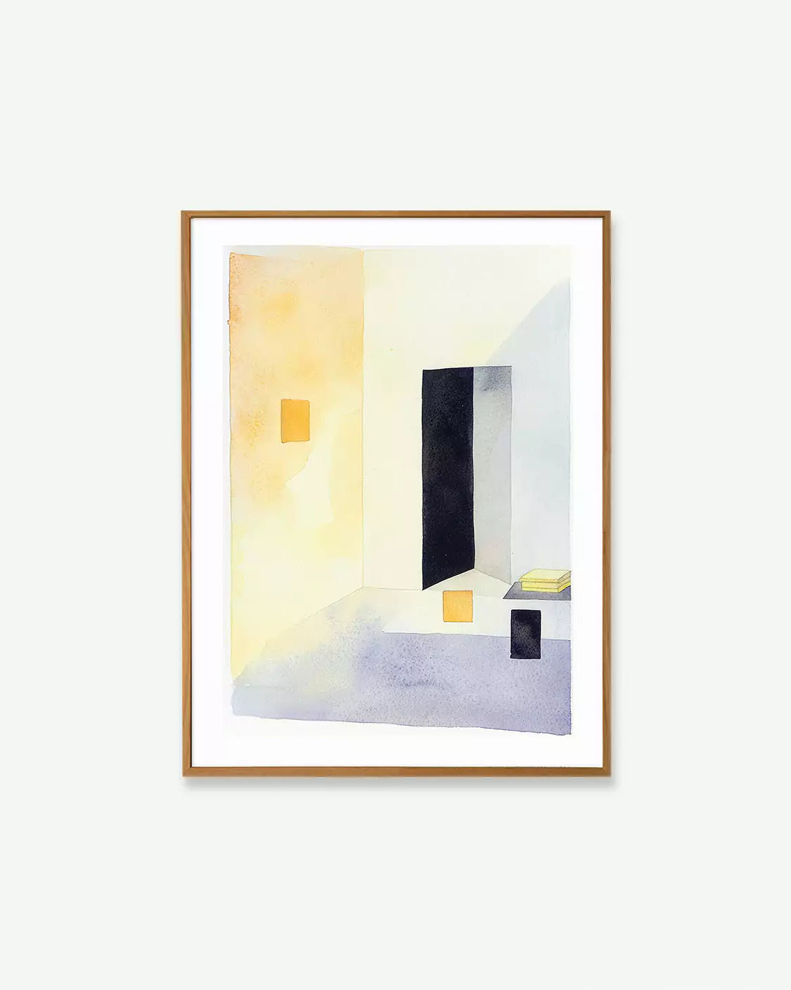 póster acuarela minimalista azul y amarillo para decoración pared