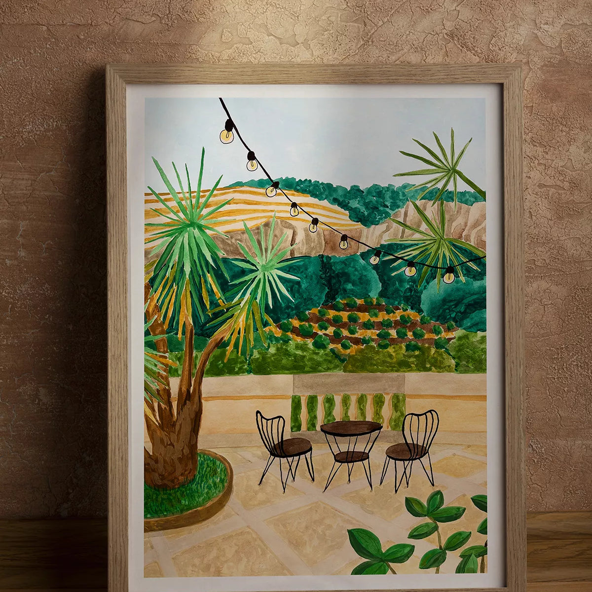 Póster decorativo Tramuntana Terrace con colores vibrantes y atmósfera tranquila