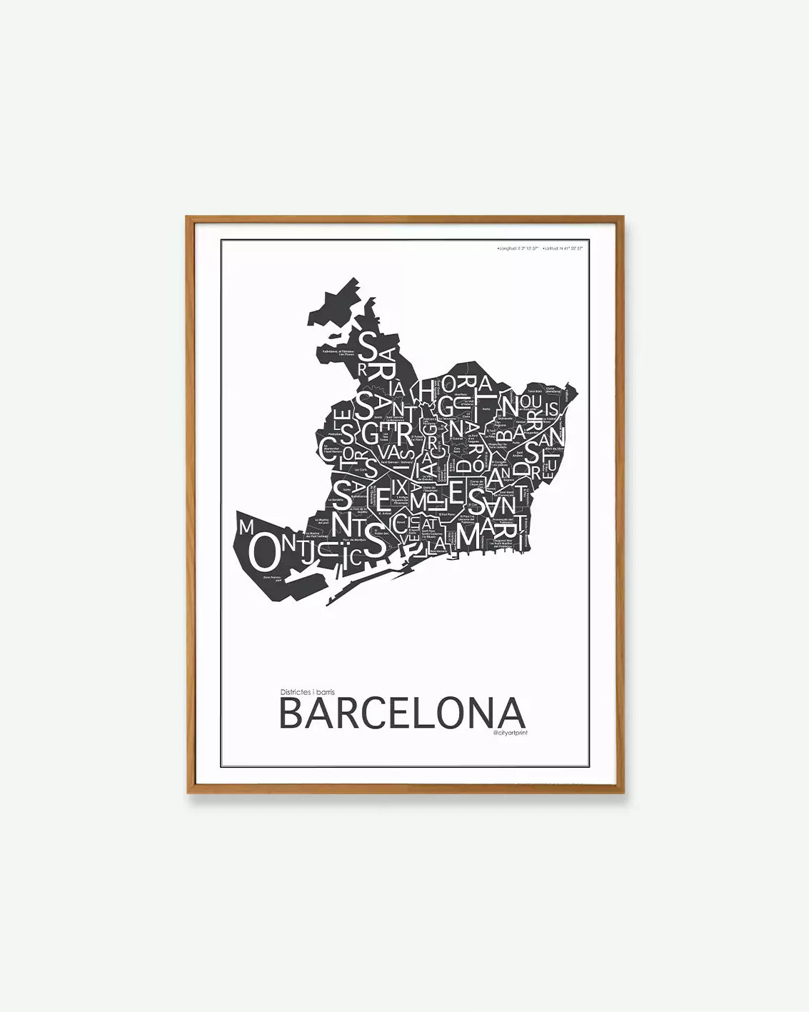 Mapa artístico Barcelona póster moderno decorativo