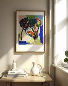 Paisaje moderno con árboles en arte semiabstracto, lámina decorativa de Emeline Zeller