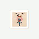 “Lámina de bicicleta en acuarela, ilustración artística de estilo mediterráneo con trazo fluido y minimalista.”