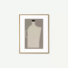 Póster de cafetera en tonos neutros y tierra para decoración minimalista.”