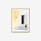póster acuarela minimalista azul y amarillo para decoración pared