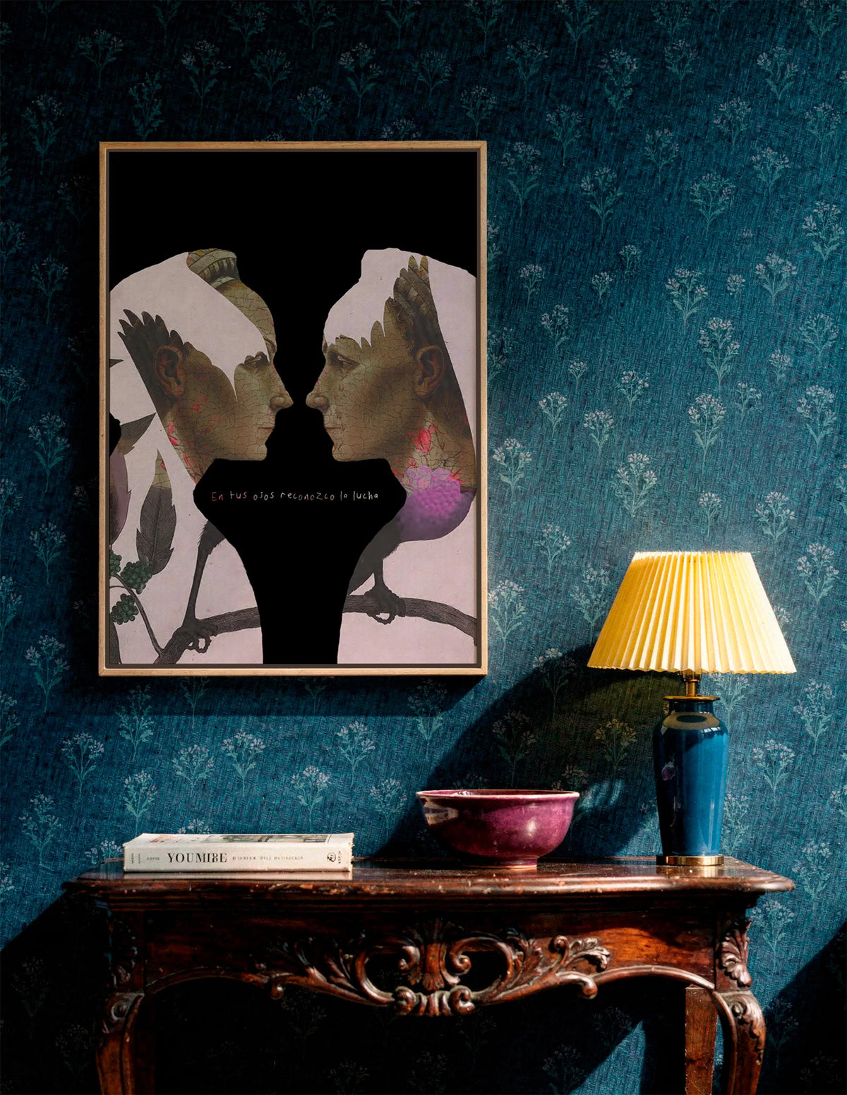 Obra artística La Calma de Martina Mezzetti con figuras humanas y animales, disponible en Gallery Canvas.
