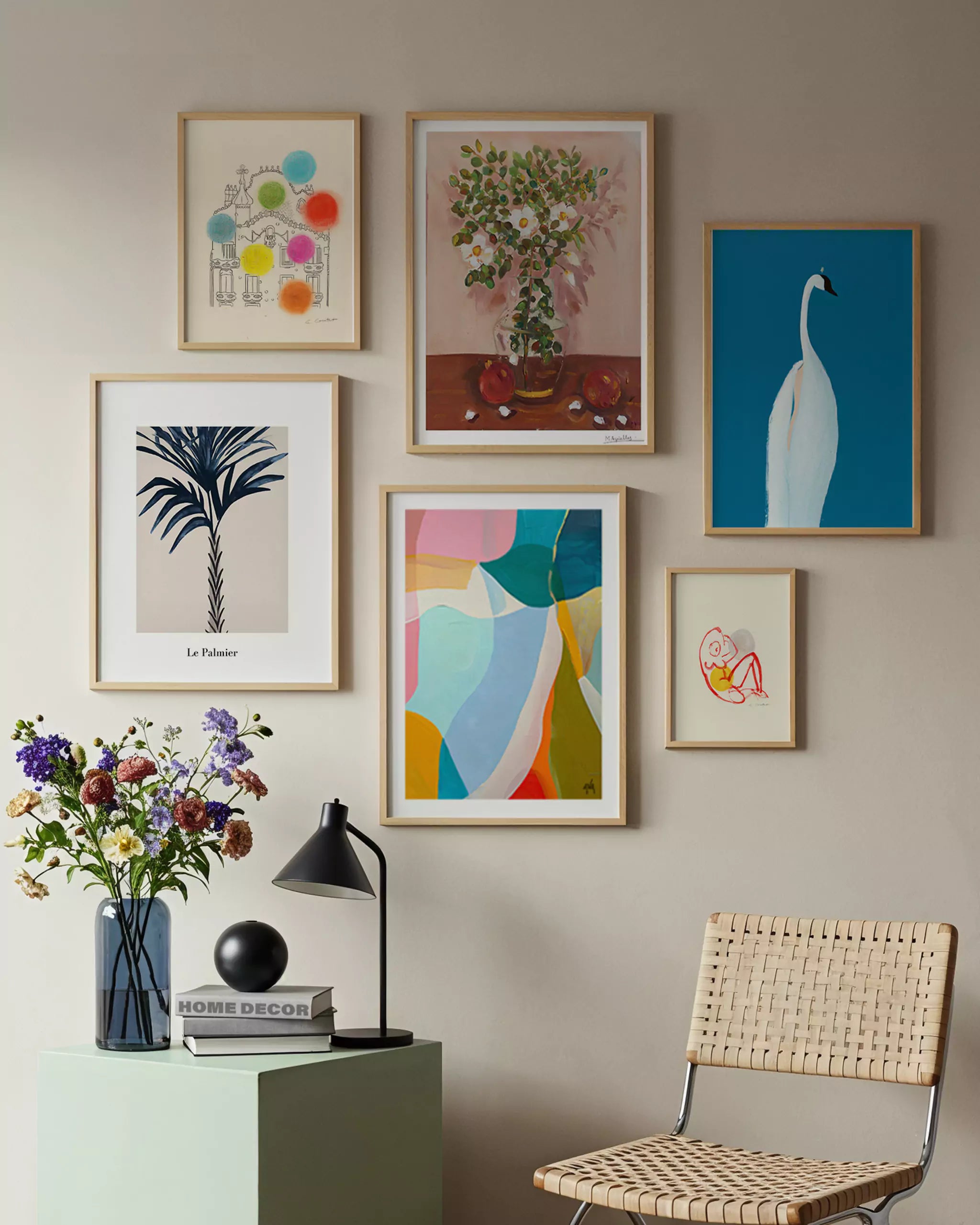 Pared de póster decorativo de estilo contemporáneo minimalista para salón o dormitorio.