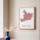 Mapa Barcelona póster moderno color teja